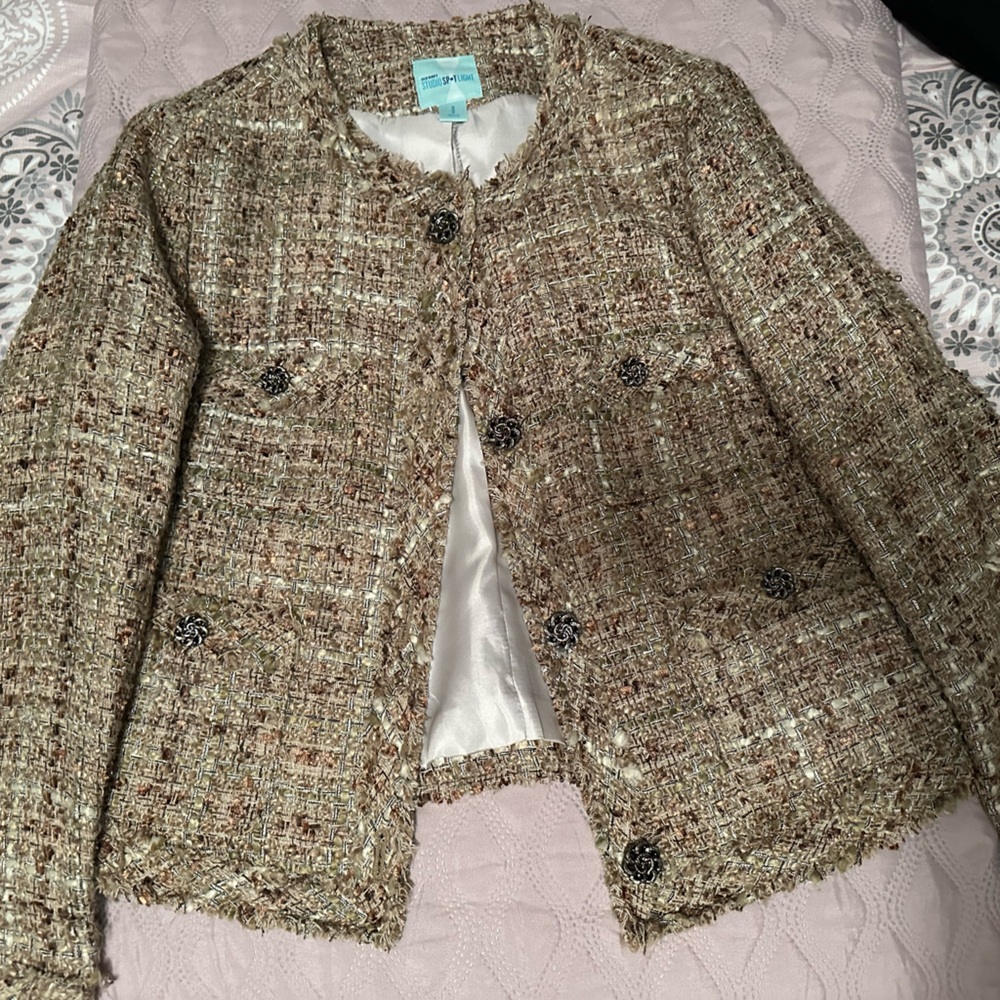 Women's Tweed Jacket - Beige
